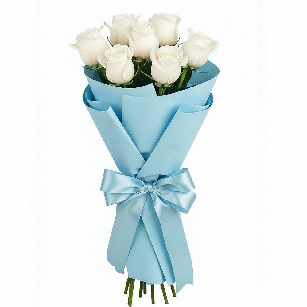 Букет 7 белых роз Проуд в Комсомольском Республика Крым