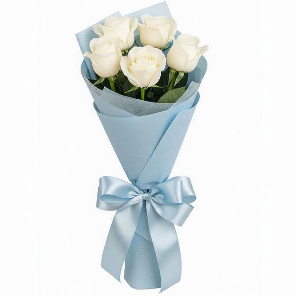 Букет 5 Белых роз Проуд в Комсомольском Республика Крым