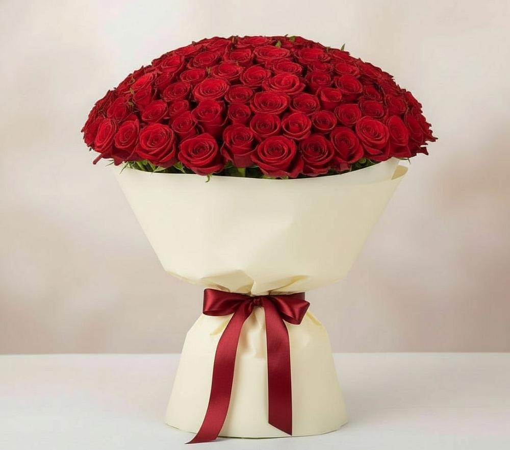 Букет 101 Красная роза Милано в Комсомольском Республика Крым