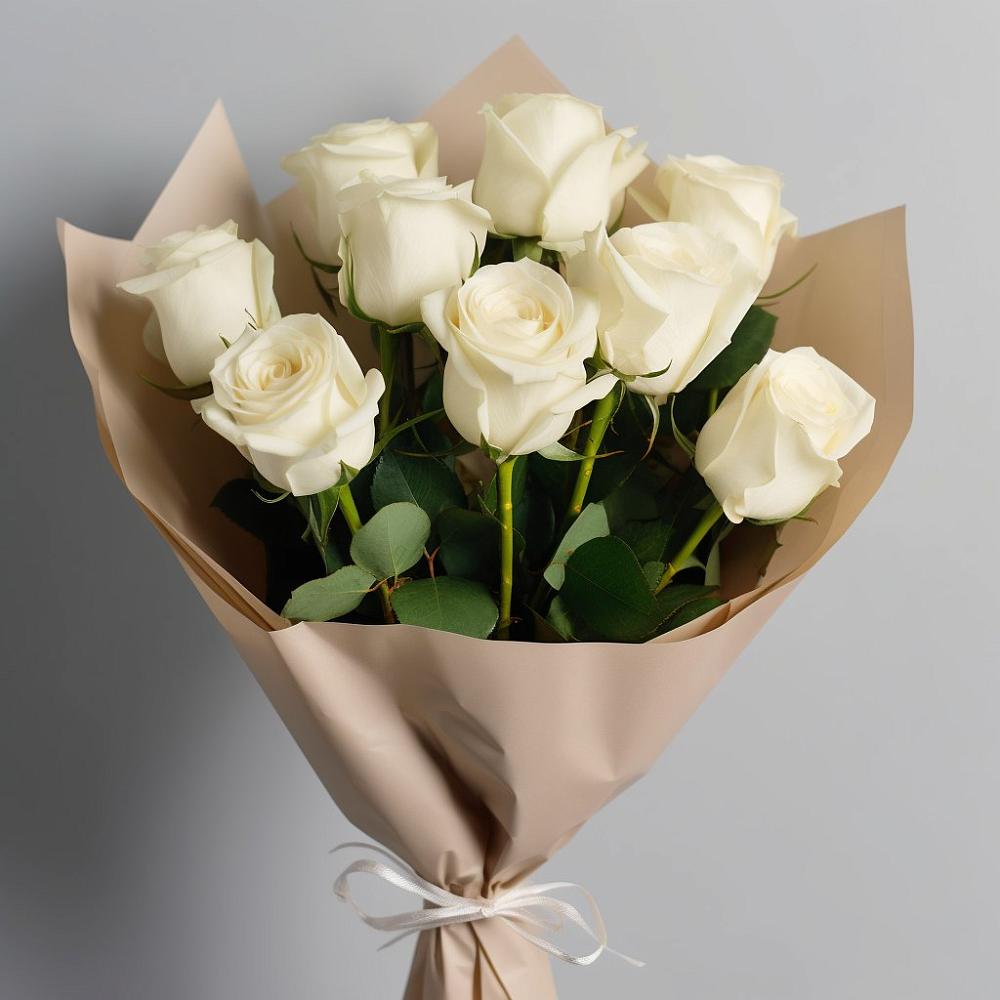 Букет 9 Белых роз Эдлесс Лав в Комсомольском Республика Крым