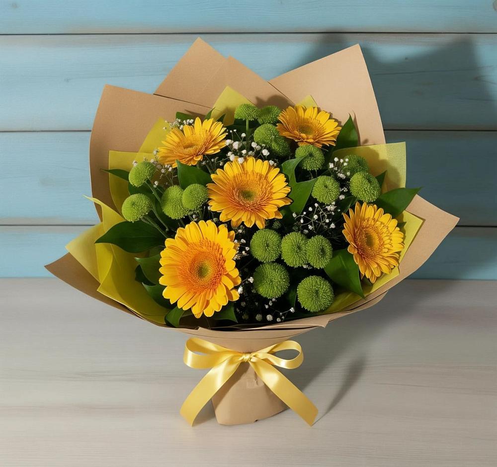 Букет цветов из: Герберы и Хризантемы в Комсомольском Республика Крым