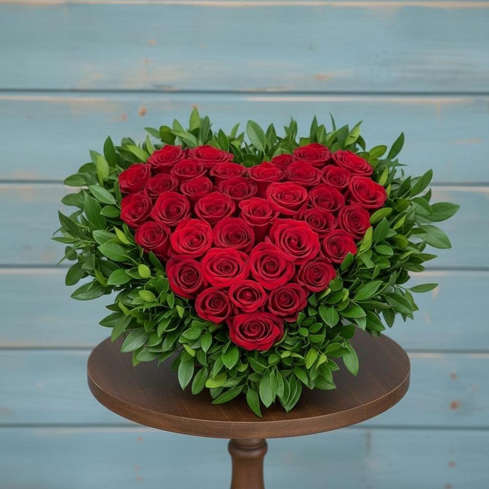 Цветочная композиция из Розы в виде сердца в Комсомольском Республика Крым