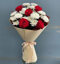 Букет цветов из:  Розы и Хризантемы в Комсомольском Республика Крым