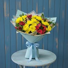 Букет цветов из:  Альстромерии и Хризантемы в Комсомольском Республика Крым