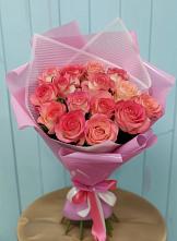 Букет 15 Розовых роз Равель в Комсомольском Республика Крым