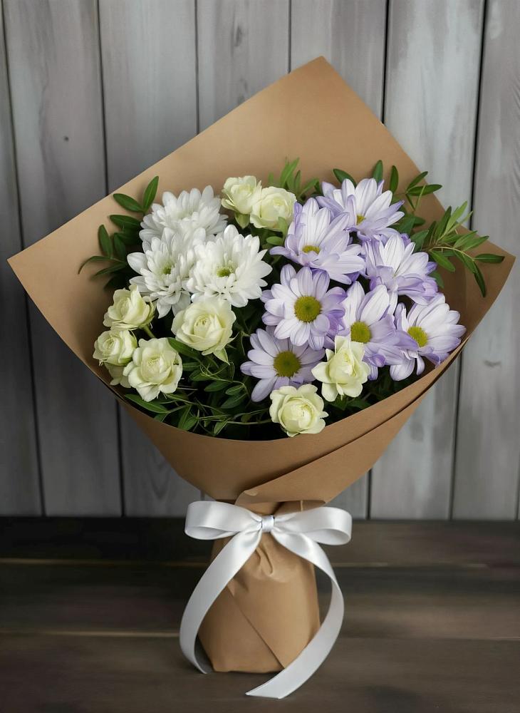 Букет цветов из: Хризантемы и Розы в Комсомольском Республика Крым